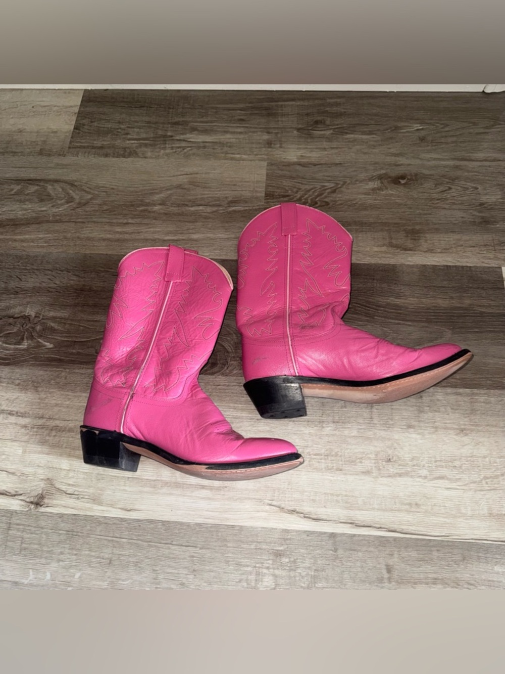 Pink Authentic Genuine Leather Cowboy Boots - Picture 2 of 11